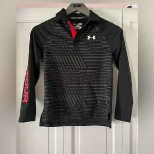 Under Armour Kids Black and Red Long Sleeve Tee
